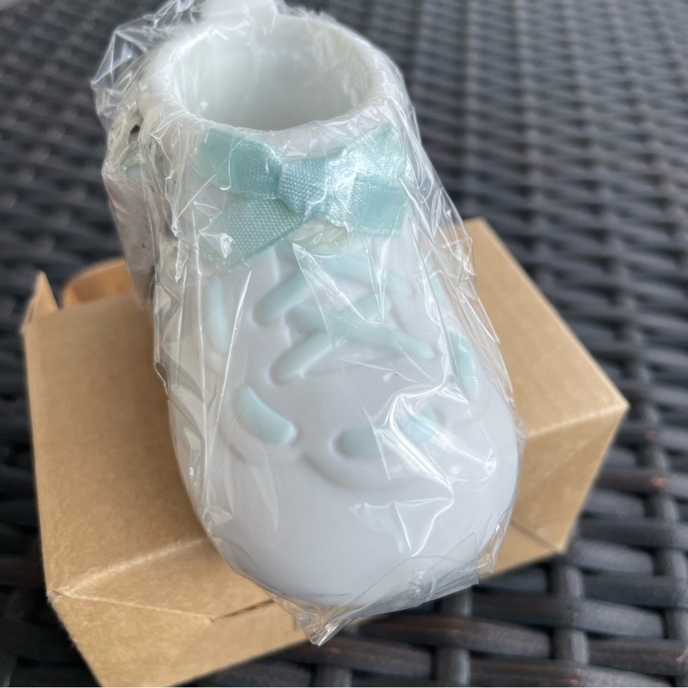 Russ Berrie Porcelain Baby Bootie Keepsake - Blue